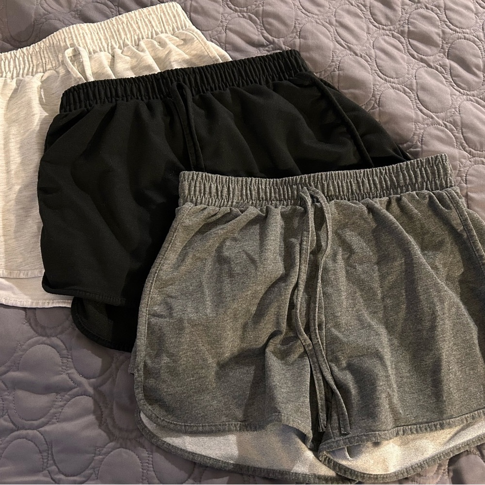 Women's Black and Gray Shorts Set